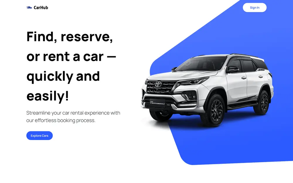 Car Hub Automotive Showcase & Rental Desktop