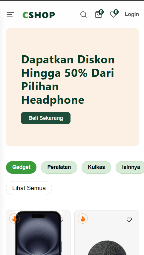 CSHOP — Next.js Online Store Platform Mobile Preview